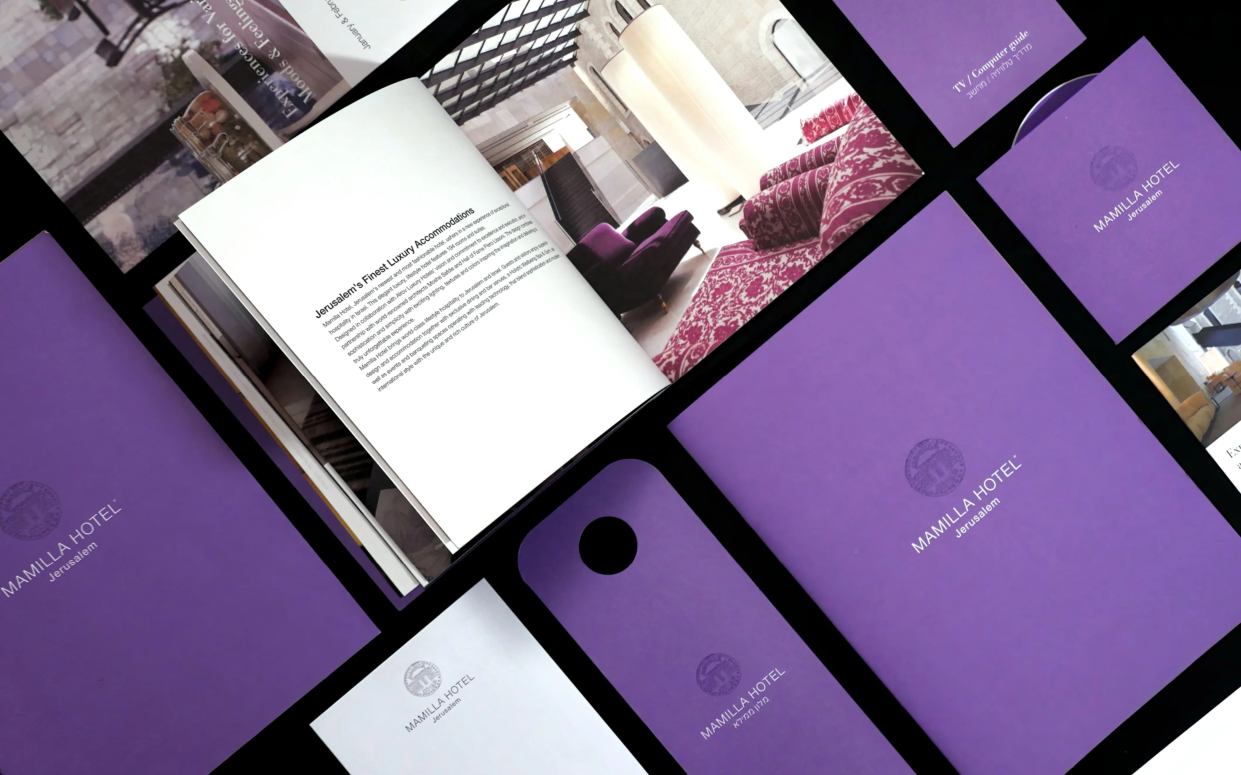 Mamilla Hotel – brand identity and print design by Basman/Tenenbaum